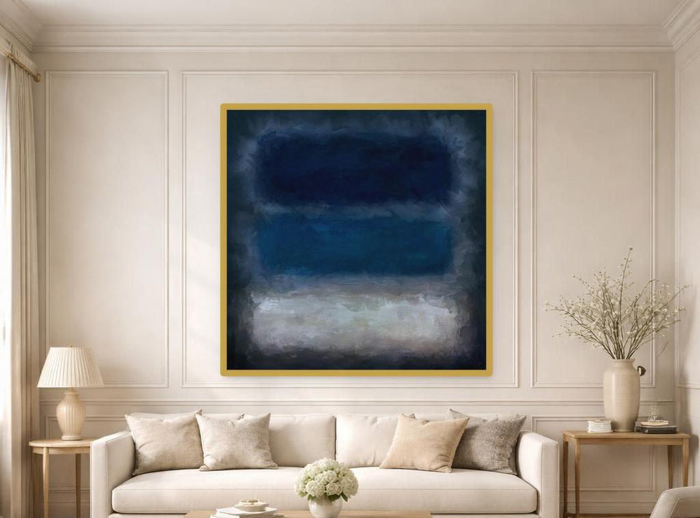 Modern Blue Color Field Canvas Print, Color Field Art, Living Room Decor, Framed Canvas