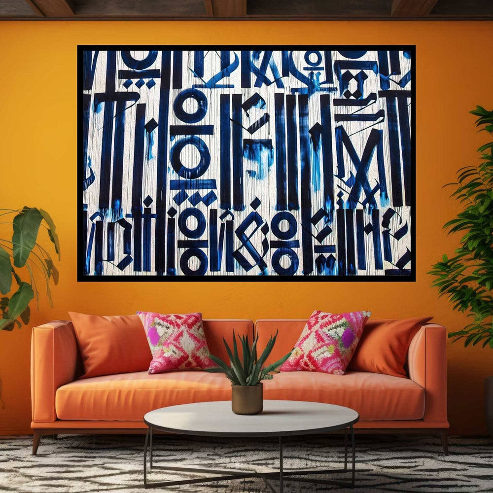 Abstract Graffiti Canvas Print, Blue Urban Wall Art