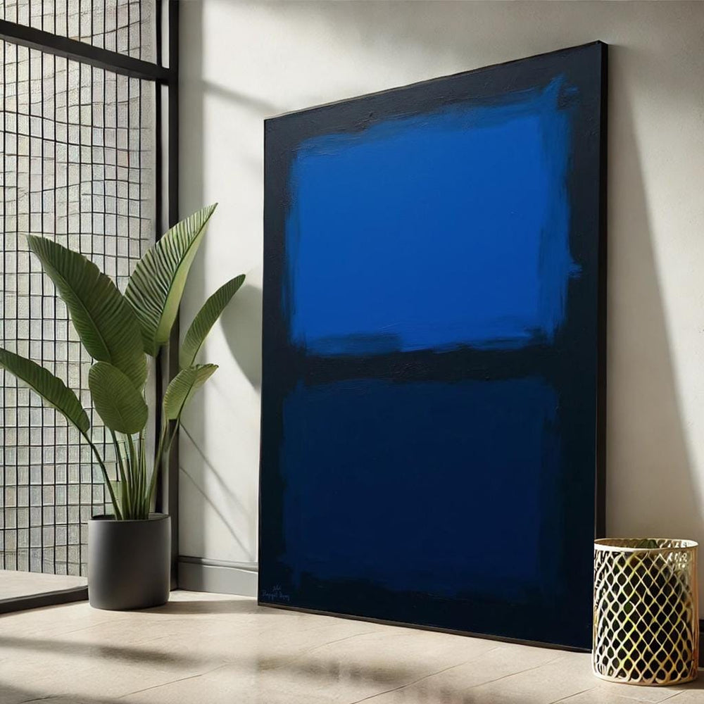 Rothko Style Abstract Canvas Art – Modern Blue Black Painting