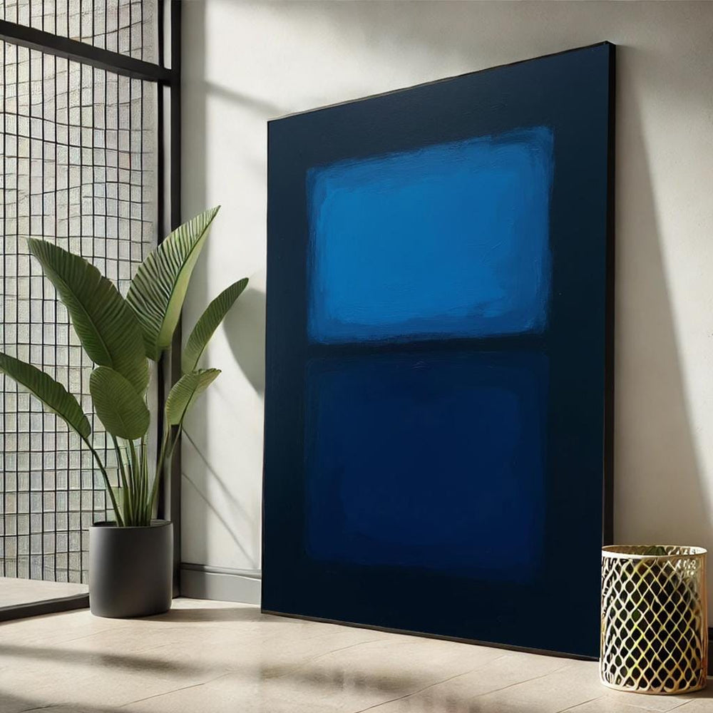 Rothko Style Abstract Canvas Art – Modern Blue Black Painting