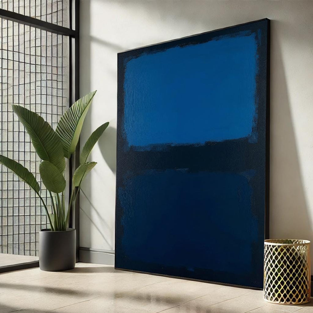 Rothko Style Abstract Canvas Art - Modern Blue Black Painting