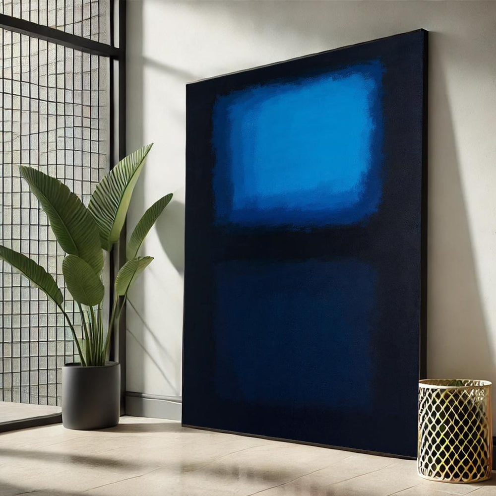 Rothko Style Abstract Canvas Art – Blue & Black Modern Painting