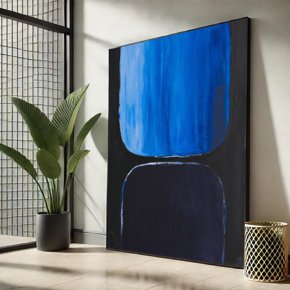 Rothko Style Abstract Canvas Art – Blue and Black Modern Painting