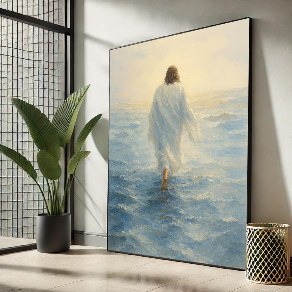 Jesus Walking on Water Canvas Print, Christian Home Decor