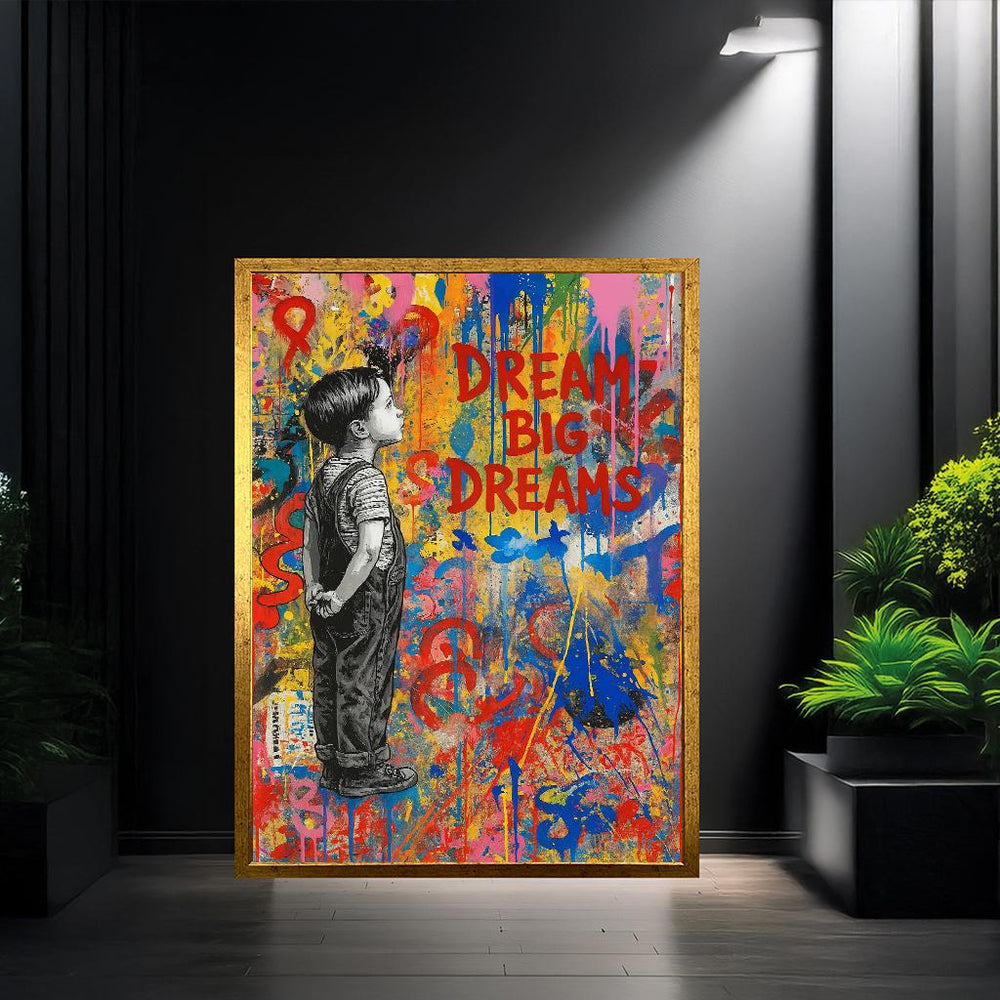 Dream Big Graffiti Pop Art Canvas, Urban Street Art, Ready to Hang