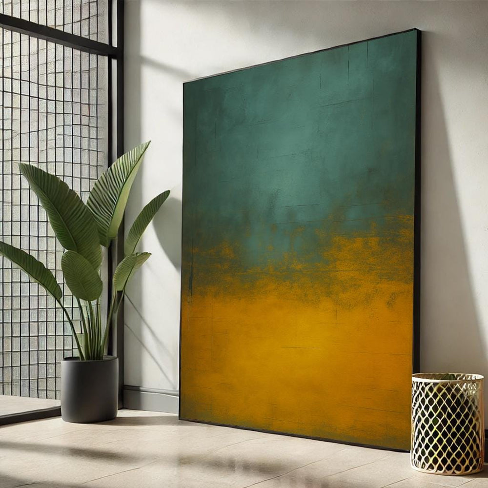 Mark Rothko Style Abstract Canvas Print, Green and Mustard Color Field Art