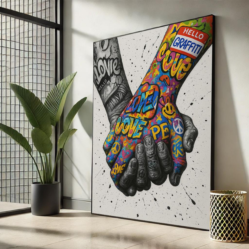 Graffiti Love Hands Canvas Print, Street Art Style, Ready to Hang