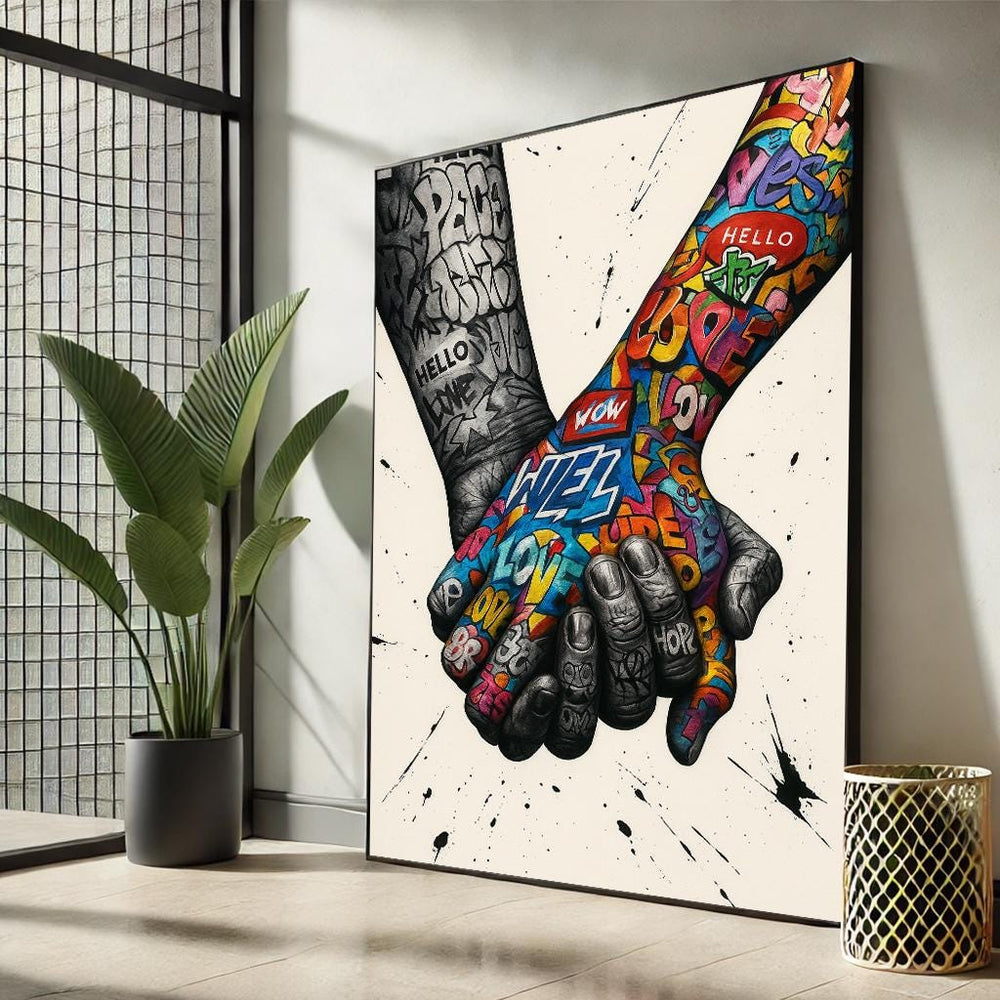Graffiti Hands Canvas, Urban Love Art Print, Modern Home Decor