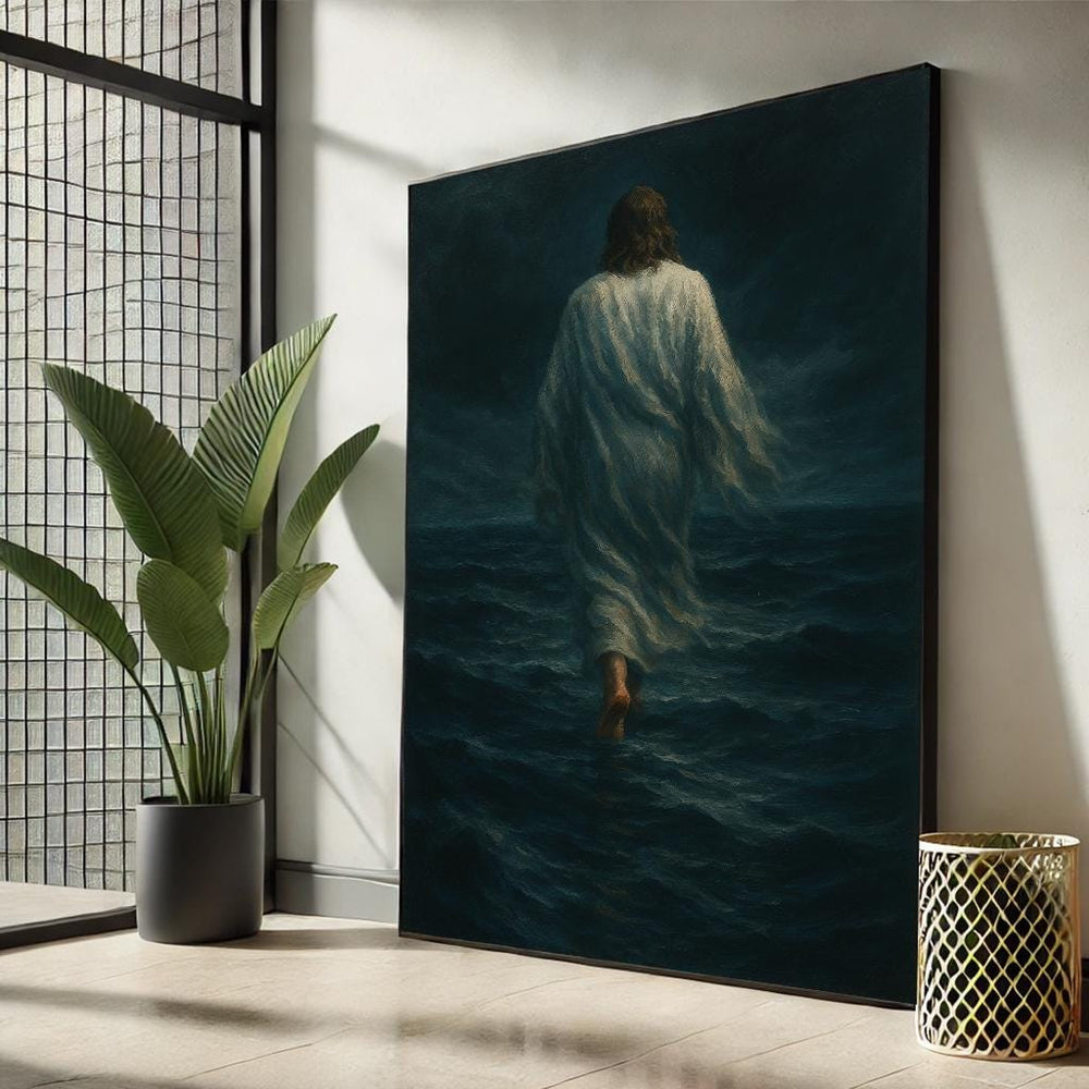 Jesus Walking on Water Canvas, Christian Home Decor