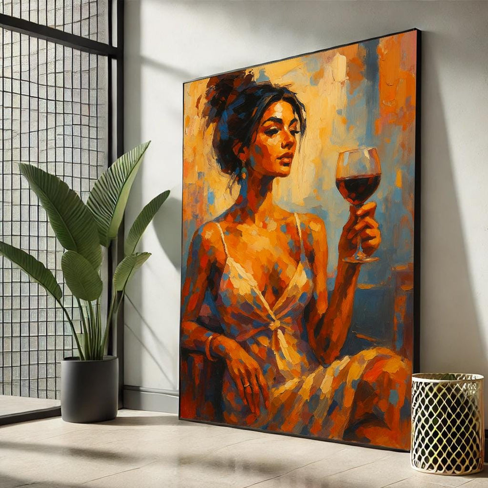 Woman with Wine Canvas Print | Impressionist Art, Elegant Decor