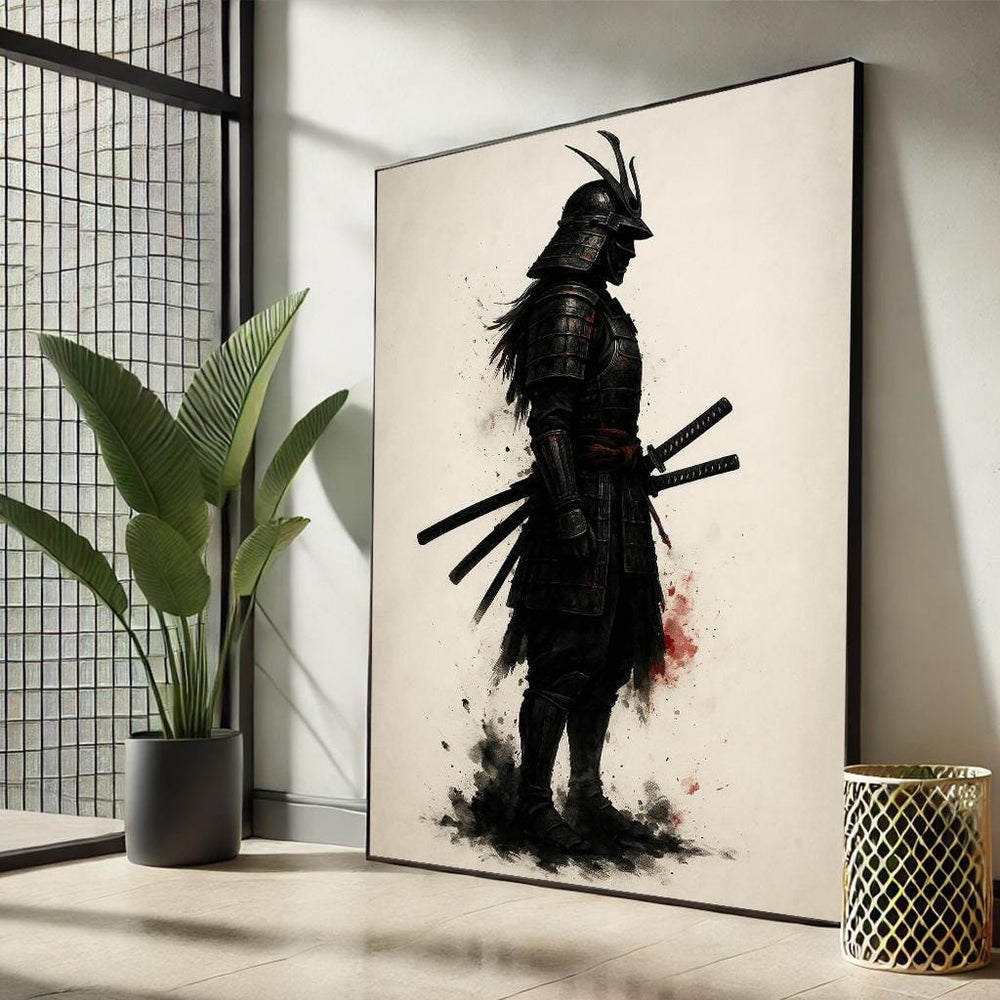 Samurai Warrior Canvas Art Print | Minimalist Martial Decor
