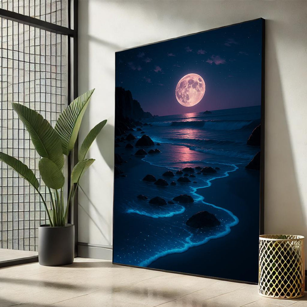 Moonlit Ocean Canvas Print | Dreamy Nightscape Wall Art