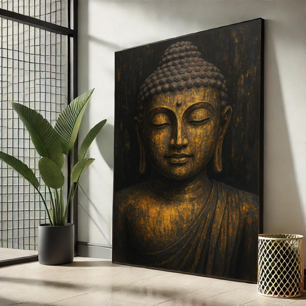 Golden Buddha Canvas Art – Zen Meditation, Spiritual Wall Decor