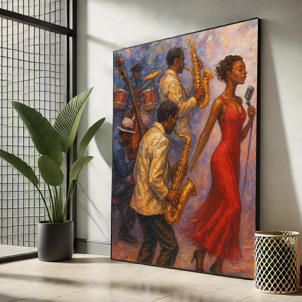 Vibrant Jazz Musicians Canvas Art | Music Room Painting
