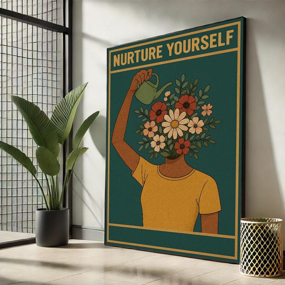 Nurturing Botanical Head Canvas Art | Vibrant Motif Inspirational Wall Decor