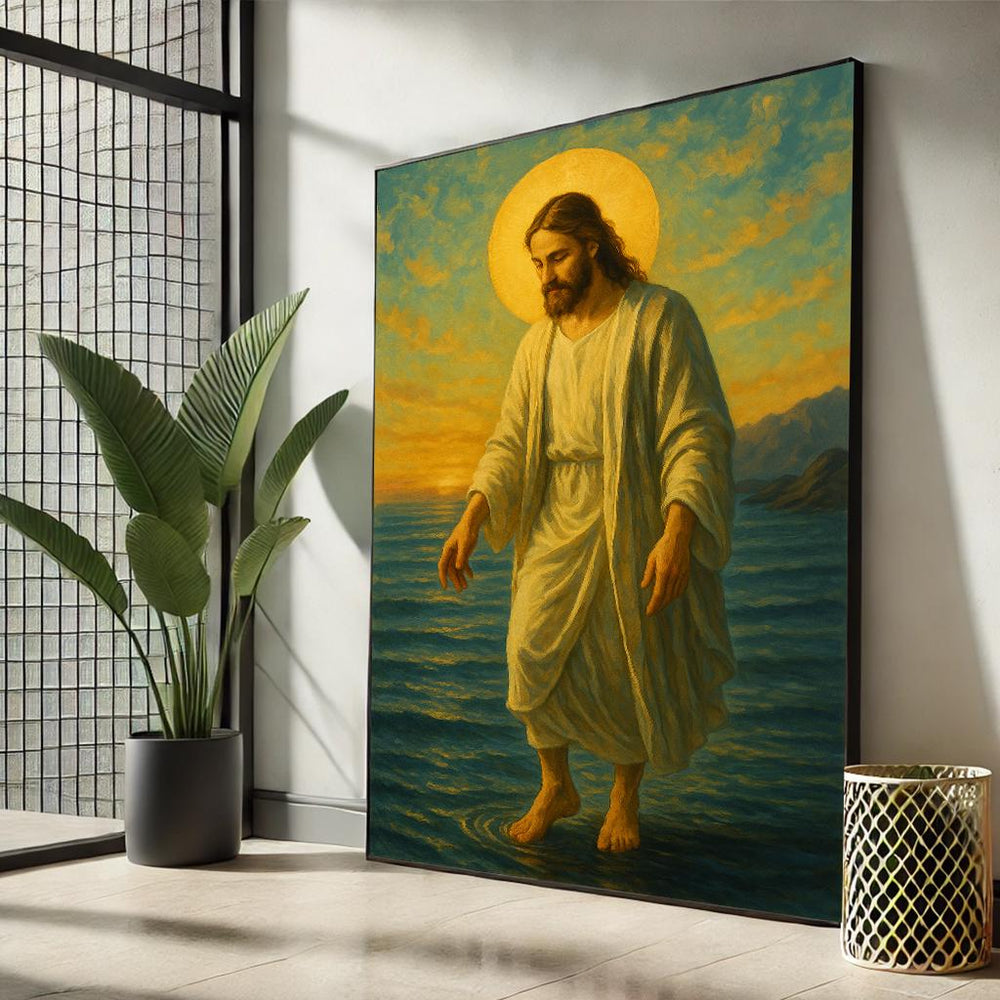 Jesus Walking on Water Canvas Art | Spiritual Home Decor