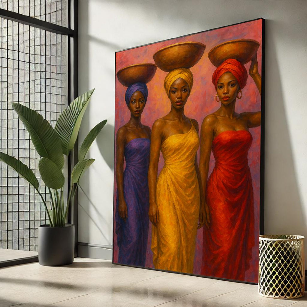 Vibrant Ethnic Women Canvas Art | Colorful Cultural Portrait