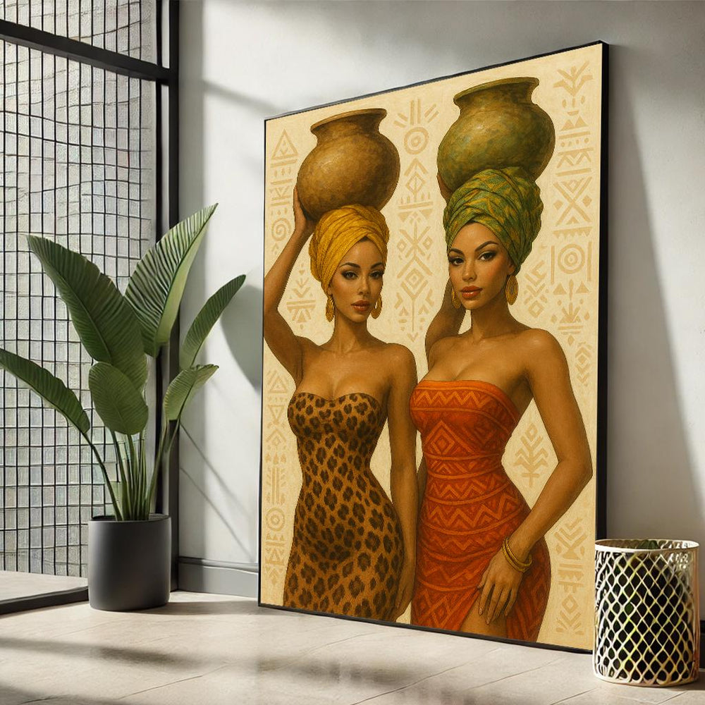 African Woman Art Canvas | Afro Ethnic Print, Cultural Decor