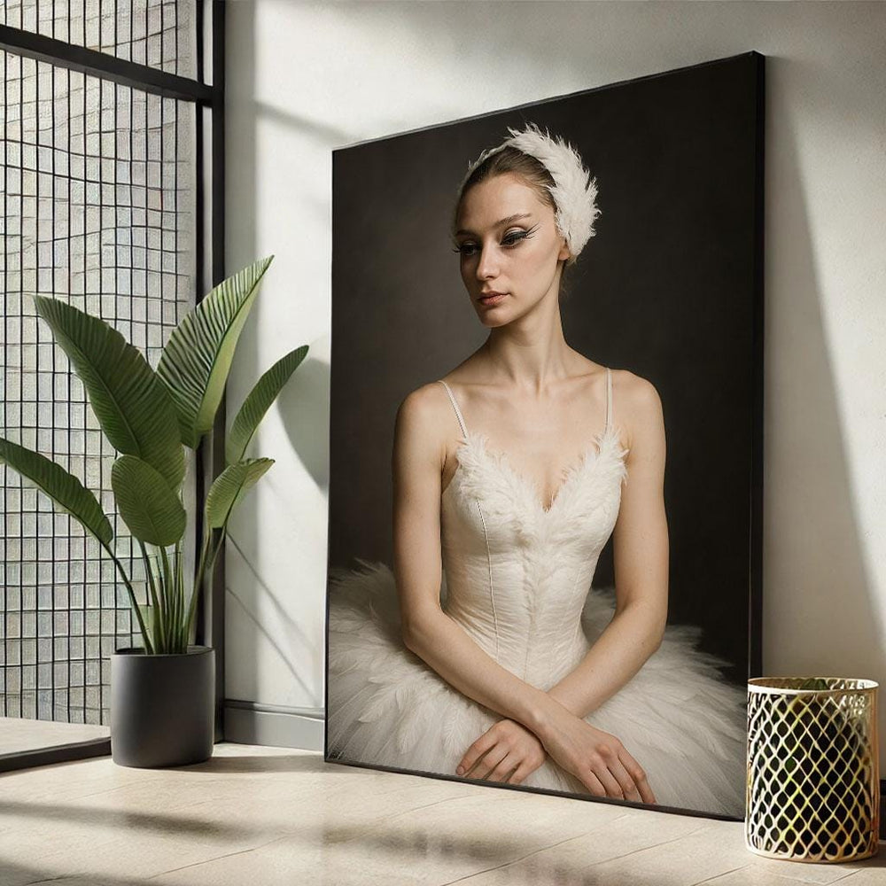 Elegant Ballerina Portrait Canvas Wall Art Print  Minimalist Bedroom Wall Decor  Statement Piece