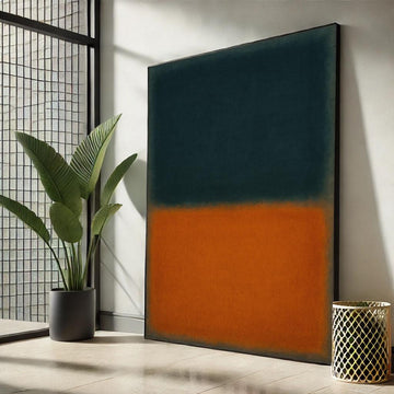 Image 1 of Mark Rothko Inspired Deep Teal and Warm Orange Canvas Bold Color Field Painting for Modern Living Room Decor | Statement Piece