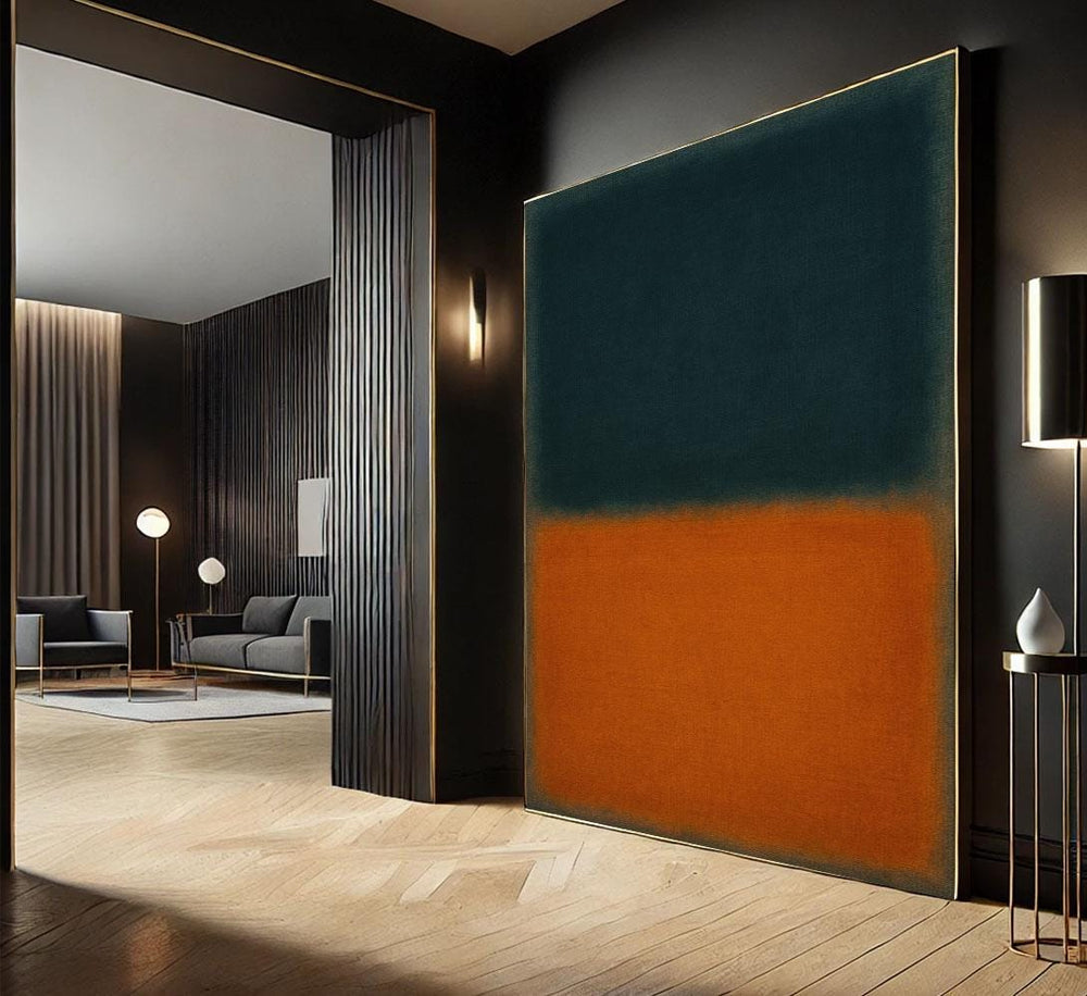 Mark Rothko Inspired Color Field Painting, Teal and Orange Canvas