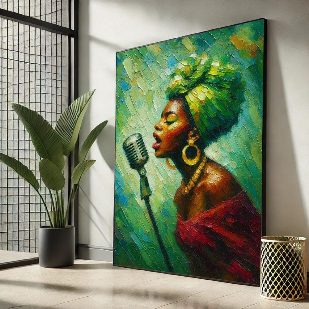Powerful Jazz Singer Canvas Wall Art Print  Vibrant Living Room Decor  Statement Piece
