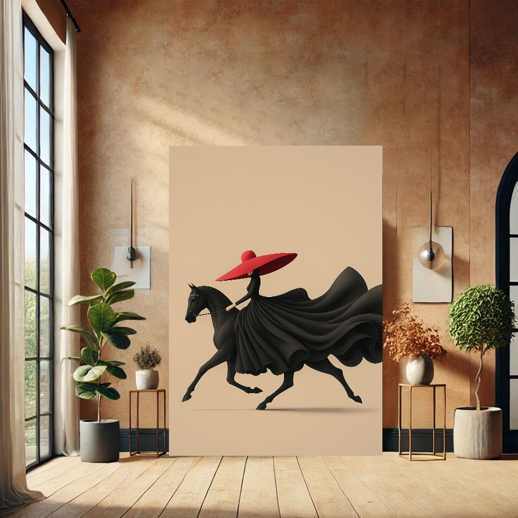 Image 5 of Chic Equestrian Fashion Canvas Wall Art Print | Modern Minimalist Living Room Decor | Statement Piece