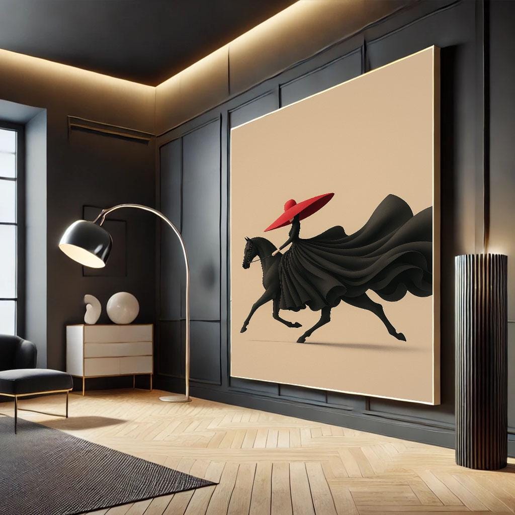 Image 4 of Chic Equestrian Fashion Canvas Wall Art Print | Modern Minimalist Living Room Decor | Statement Piece