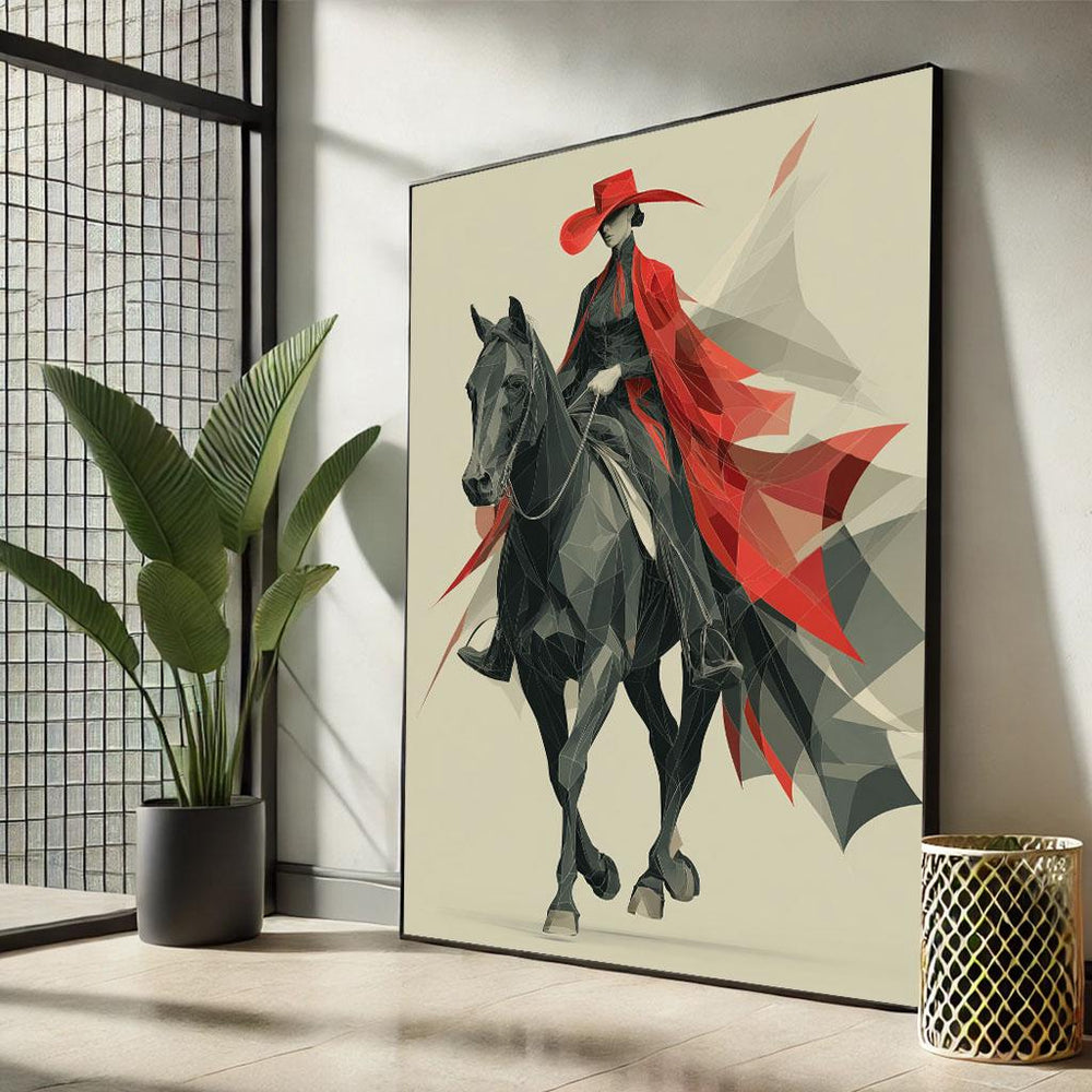 Modern Cowboy Canvas Art Print: Red & Black Statement Decor