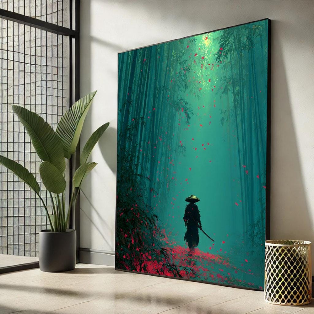 Samurai Warrior Canvas Print: Modern Oriental Decor, Ready to Hang