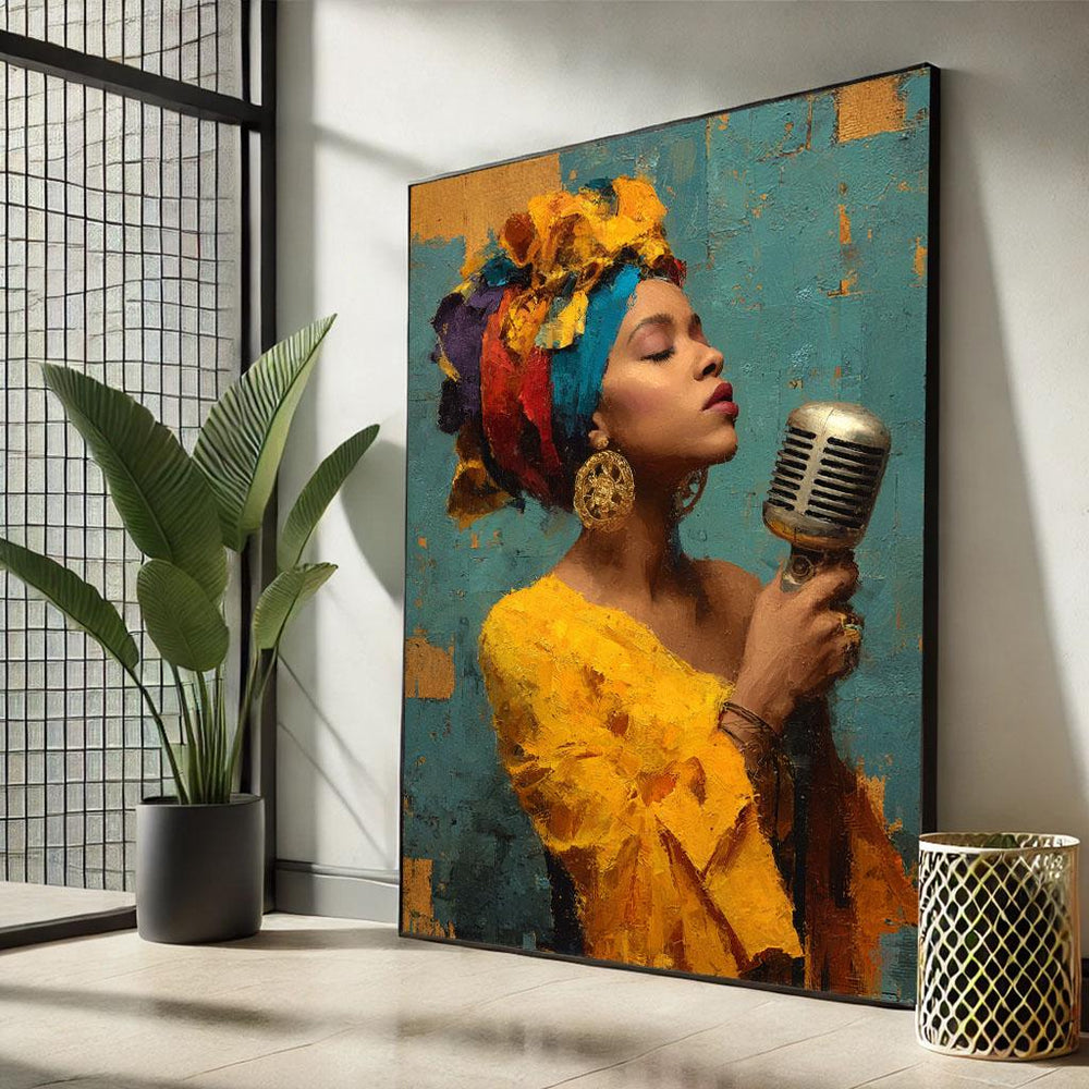 Powerful Jazz Singer Canvas Wall Art Print  Vintage Music Bedroom Wall Decor  Statement Piece
