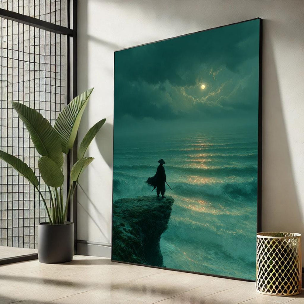 Samurai Ocean Canvas Art Print: Tranquil Living Room Decor