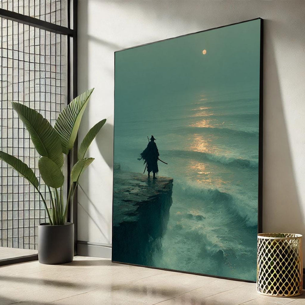 Samurai Cliffside Canvas Print: Moody Ocean Art
