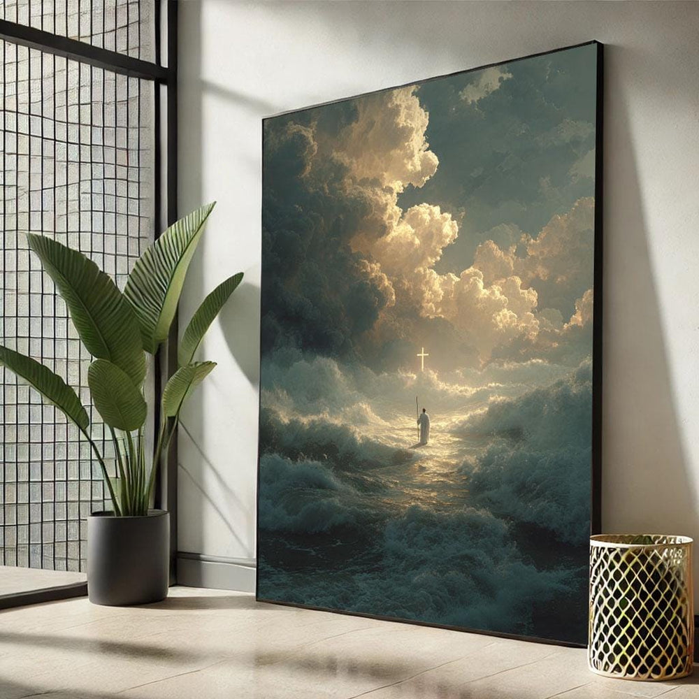 Jesus Walking on Water Canvas Print, Spiritual Decor