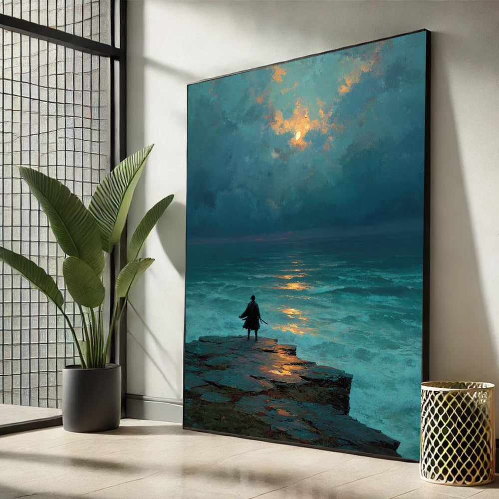 Ocean Sunset Canvas Art Print, Dramatic Seascape Wall Decor