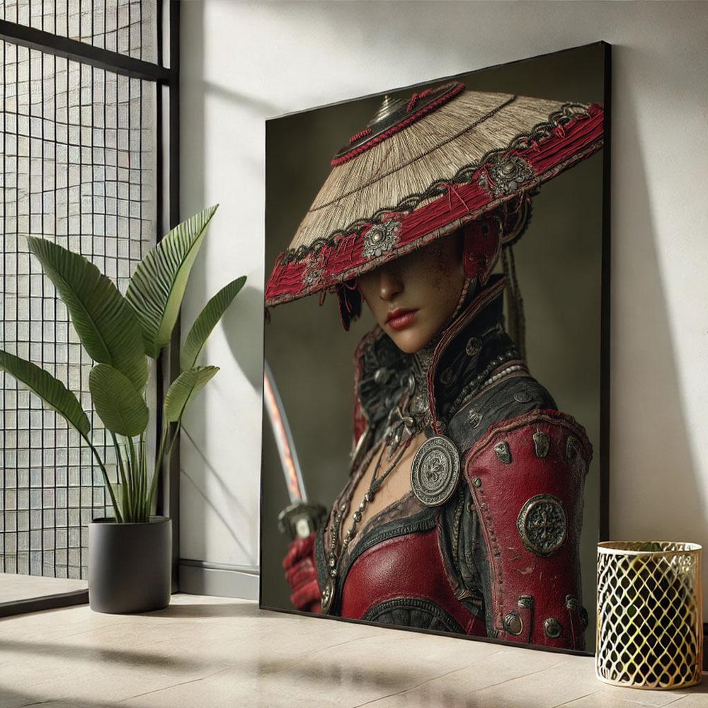 Bold Samurai Warrior Canvas Print, Striking Japanese Home Decor