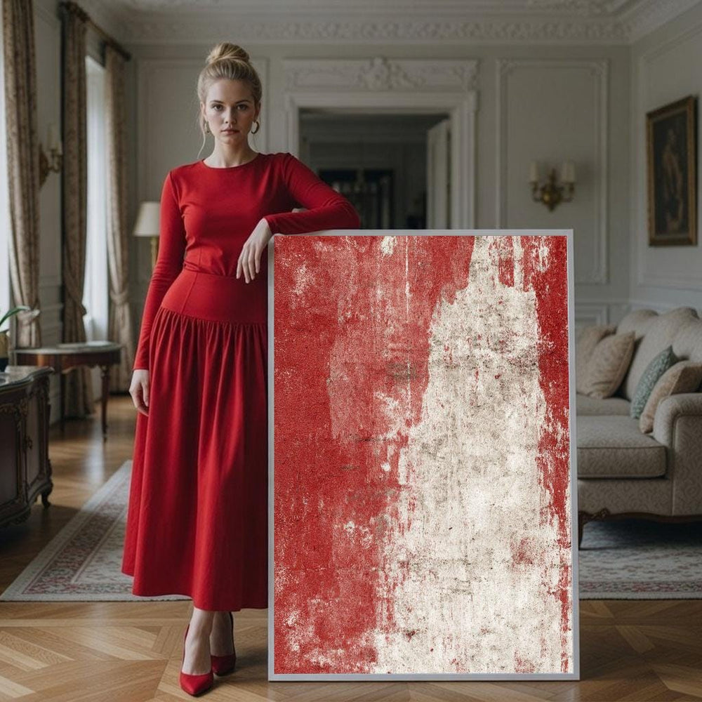 Woman in Red Dress Canvas Print, Elegant Living Room Wall Art