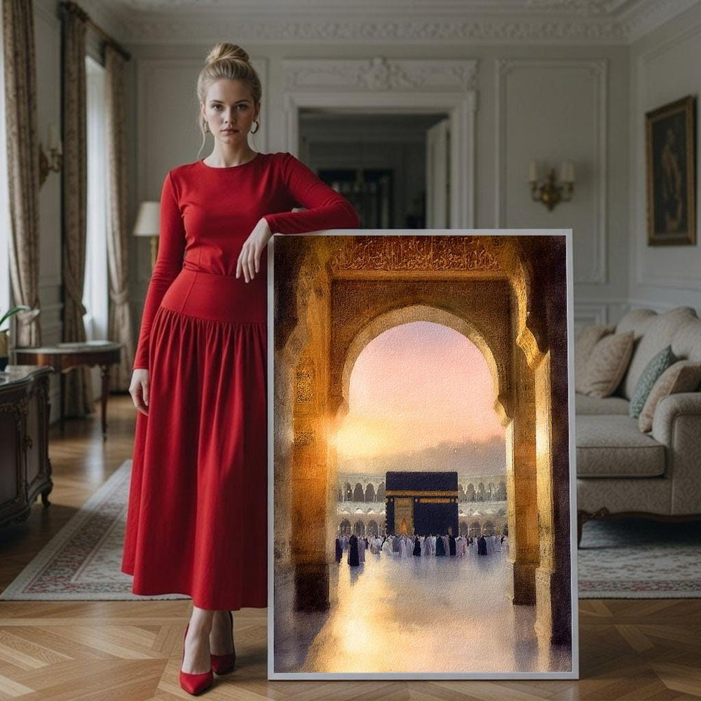 Islamic Archway Canvas Print: Warm Toned Kaaba Art