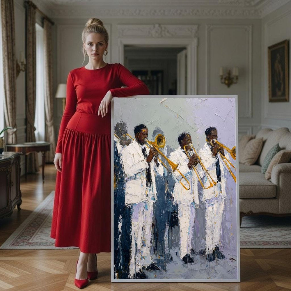 Elegant Jazz Band Canvas Wall Art Print  Modern Living Room Decor  Art Collectors Piece