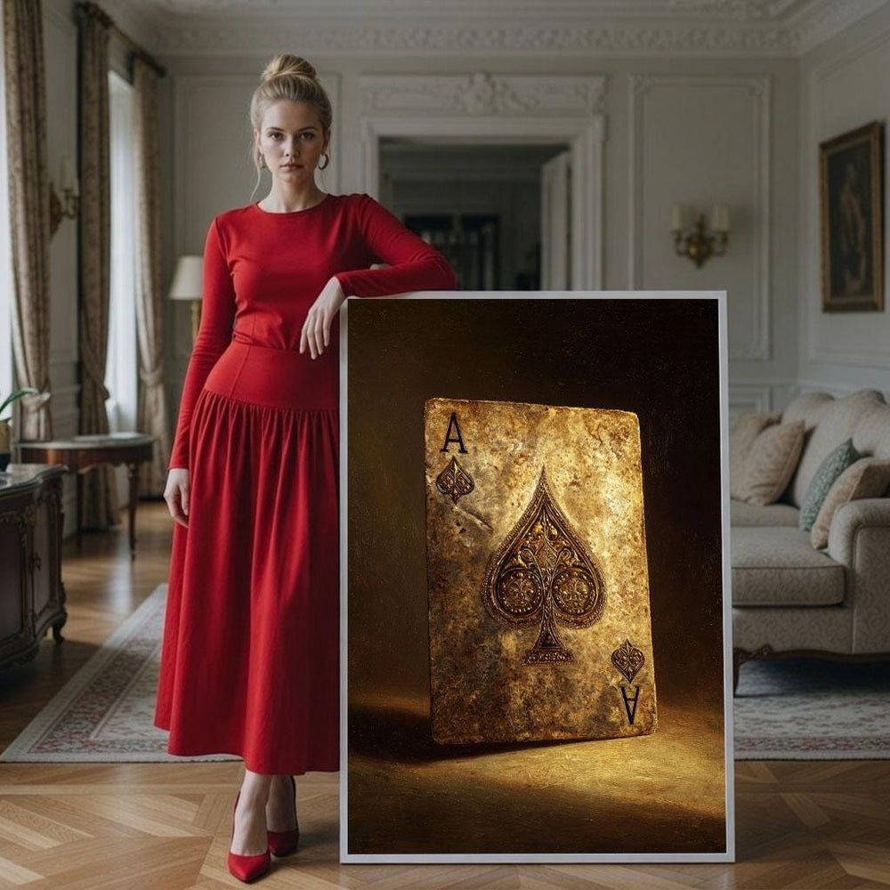 Vintage Gold Ace of Spades Canvas Art Print