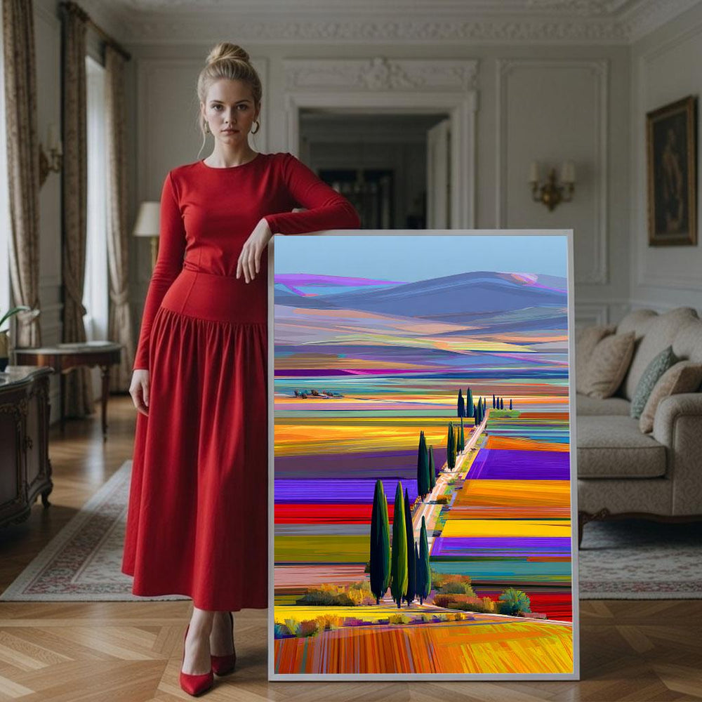 Vibrant Landscape Pathway Canvas Wall Art Print  Colorful Living Room Decor  Modern Art Lovers