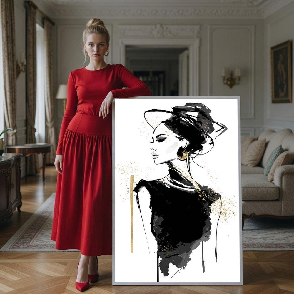 Fashion Woman Canvas Print: Chic Bedroom Wall Art