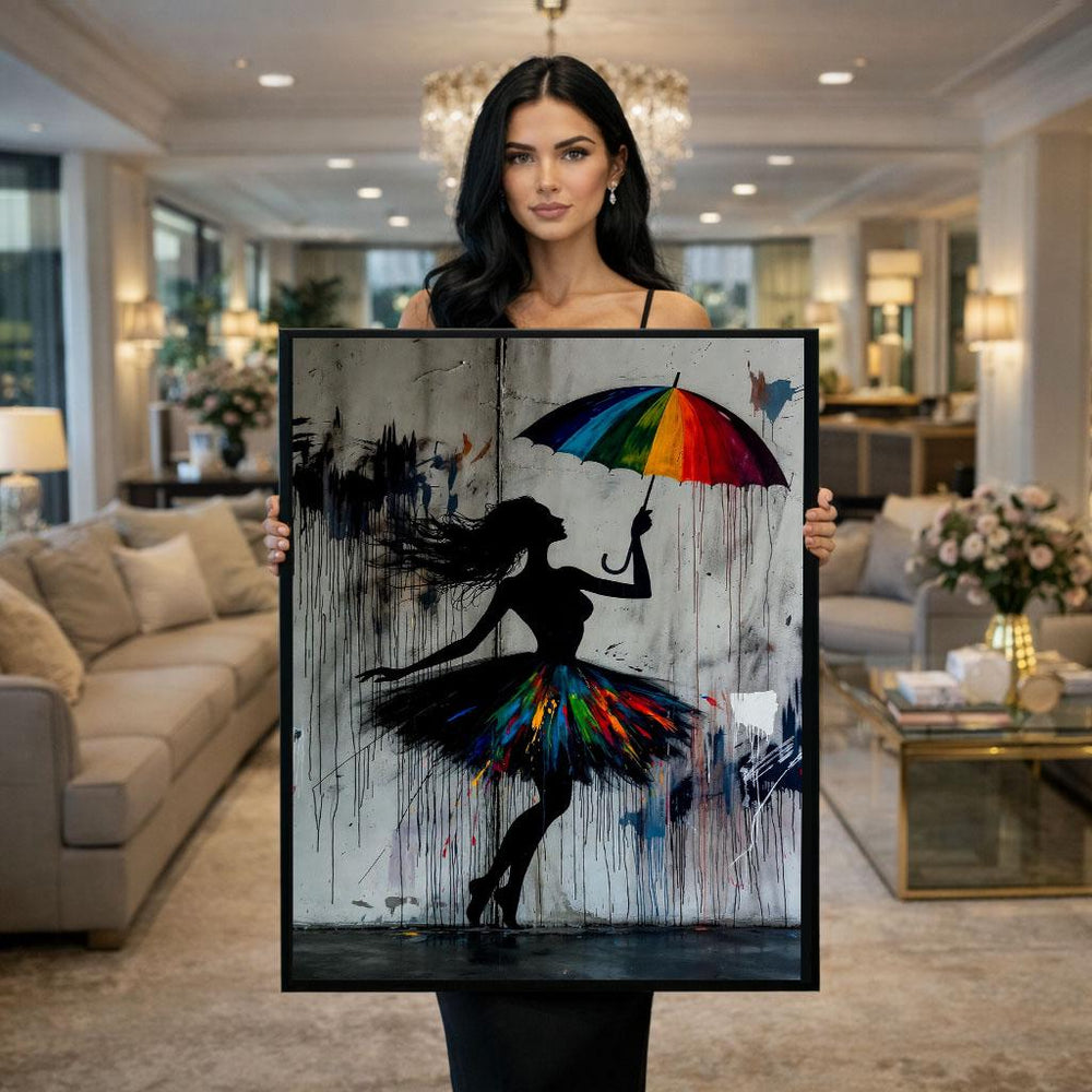Colorful Silhouette Dancer Canvas Wall Art Print  Vibrant Living Room Decor  Modern Statement Piece
