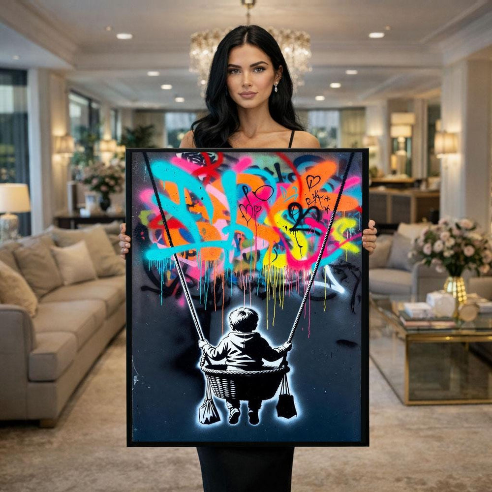 Graffiti Swing Canvas Art Print: Modern Street Art Decor