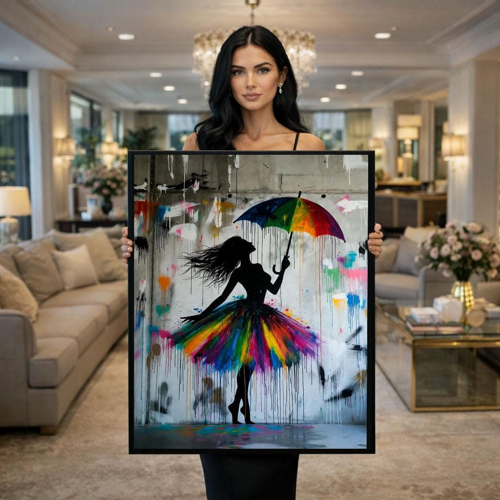 Colorful Silhouette Dance Canvas Wall Art Print  Modern Living Room Decor  Statement Piece
