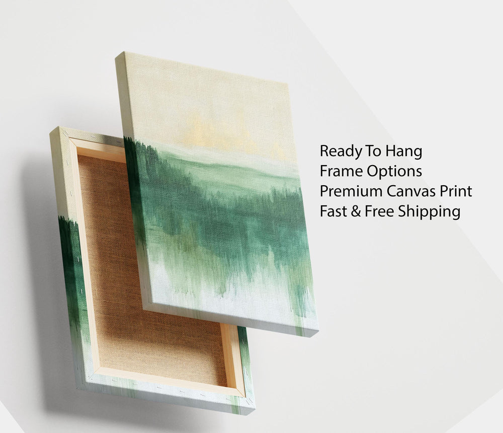 Green Landscape Canvas Print, Minimalist Living Room Wall Art