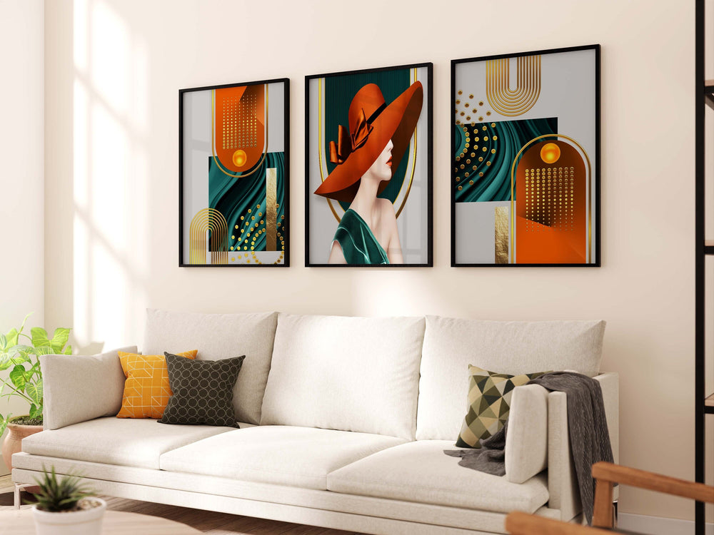 Geometric Abstract Art, Geometric Abstract Woman Wall Art, Modern Female Silhouette Canvas Print, Contemporary Living Room Decor