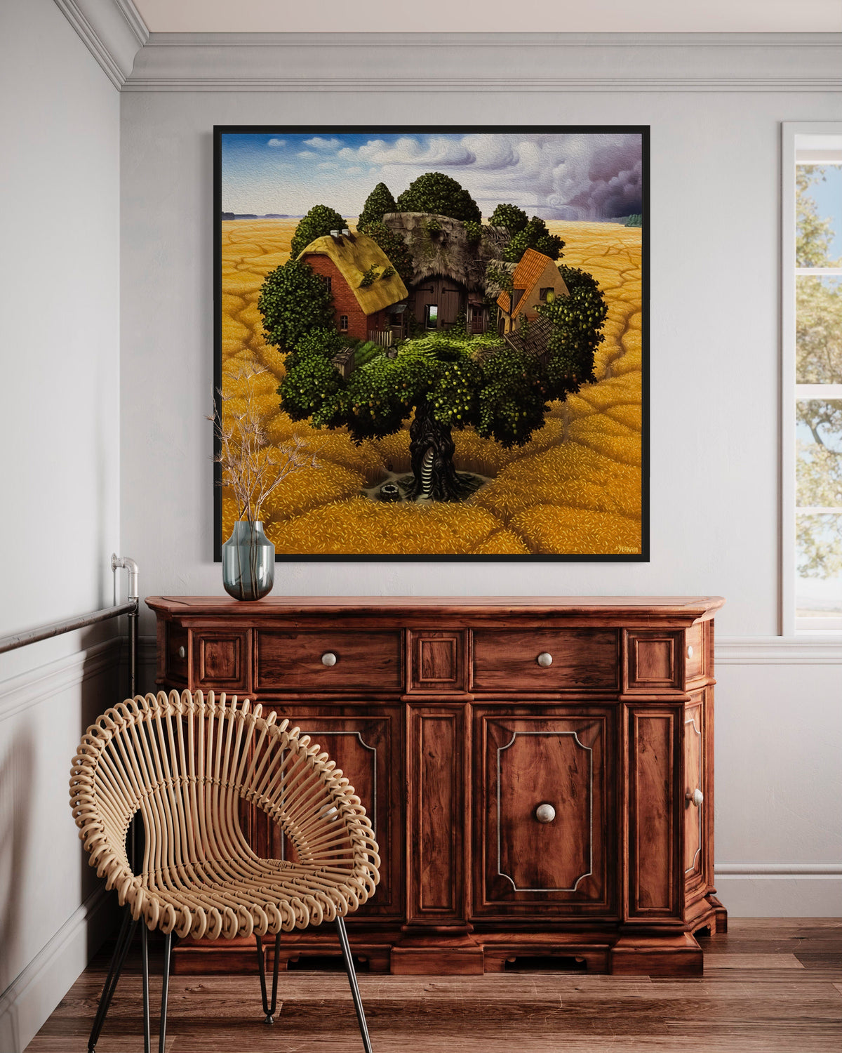 Surreal Art, Enchanted Treehouse Landscape Wall Decor,Abstract Artwork, Surreal Canvas,Surrealism Poster,Landscape Canvas Art, Ready to Hang