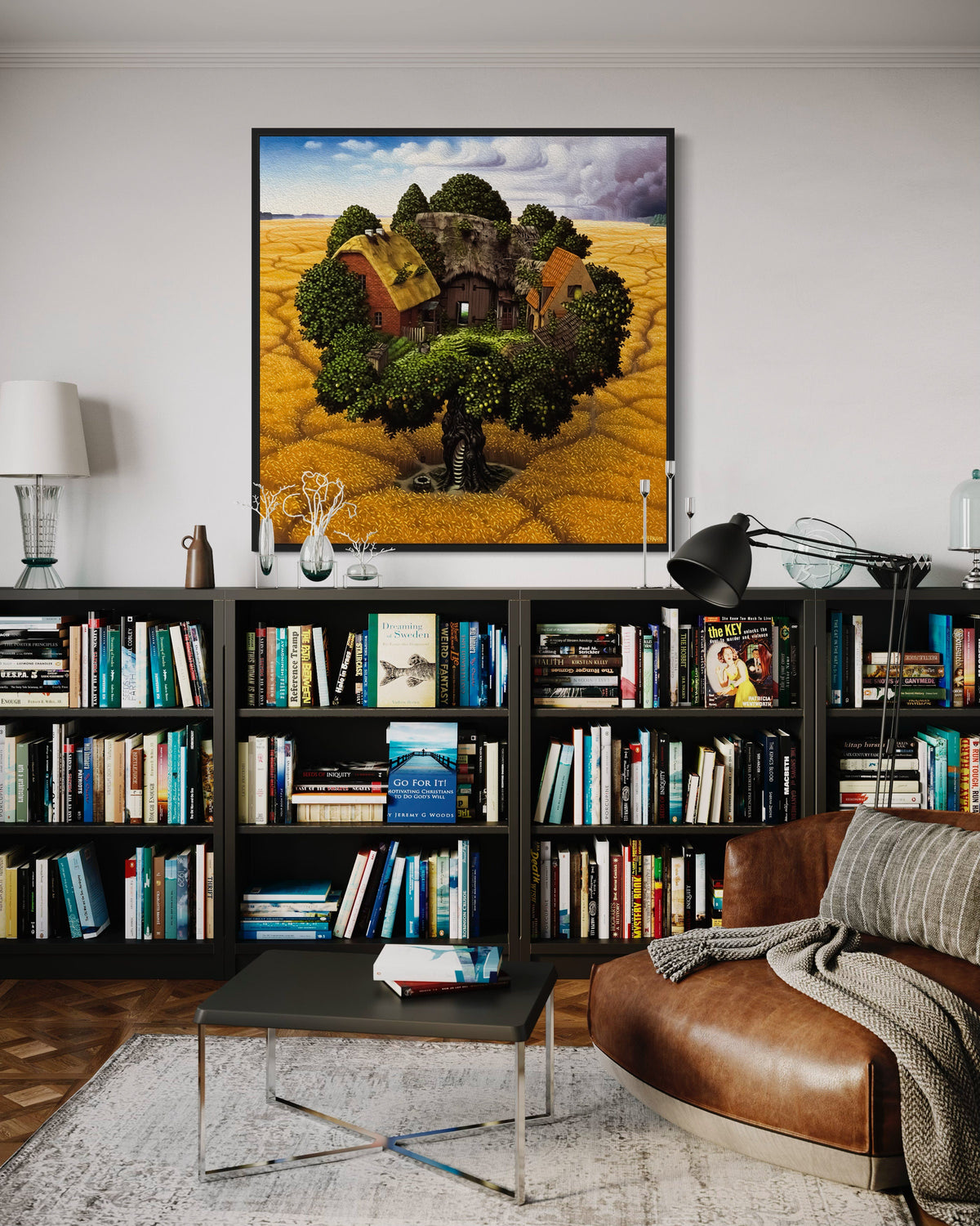 Surreal Art, Enchanted Treehouse Landscape Wall Decor,Abstract Artwork, Surreal Canvas,Surrealism Poster,Landscape Canvas Art, Ready to Hang