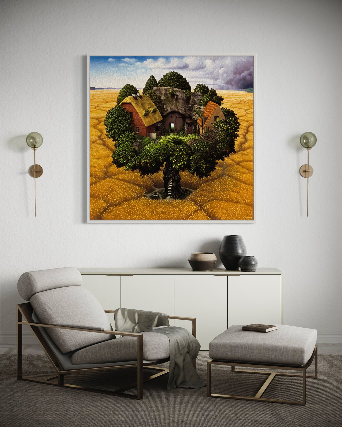 Surreal Art, Enchanted Treehouse Landscape Wall Decor,Abstract Artwork, Surreal Canvas,Surrealism Poster,Landscape Canvas Art, Ready to Hang
